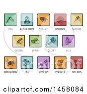 Poster, Art Print Of Square Colored Icons Of Major Allergens