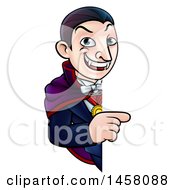 Poster, Art Print Of Cartoon Vampire Pointing Around A Sign