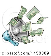 Cartoon Money Flying Out Of A Megaphone