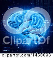 Poster, Art Print Of 3d Glowing Blue Brain With Programming Codes