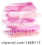 Clipart Of A Pink Watercolor Stroke And Halftone Dots Background Royalty Free Vector Illustration