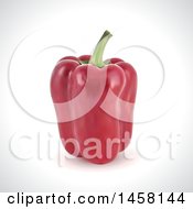 Clipart Of A 3d Red Bell Pepper With A Shaded Background Royalty Free Vector Illustration