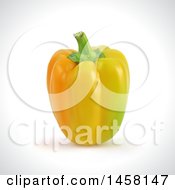 Clipart Of A 3d Yellow Bell Pepper On A Shaded Background Royalty Free Vector Illustration