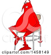 Clipart Of A Chubby Red Devil Sitting In A Chair Royalty Free Vector Illustration