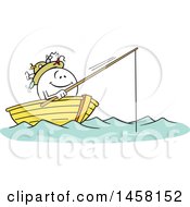 Poster, Art Print Of Cartoon Happy Moodie Character Fishing In A Boat