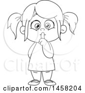 Poster, Art Print Of Black And White Girl Gesturing To Be Quiet