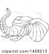 Black And White Elephant Head In Lineart Style