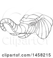 Poster, Art Print Of Black And White Elephant Head In Lineart Style