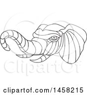 Clipart Of A Black And White Elephant Head In Lineart Style Royalty Free Vector Illustration