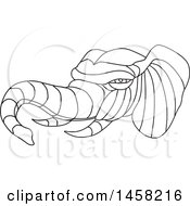 Poster, Art Print Of Black And White Elephant Head In Lineart Style