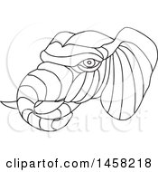 Clipart Of A Black And White Elephant Head In Lineart Style Royalty Free Vector Illustration