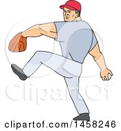 Clipart Of A Cartoon Male Baseball Player Pitching A Ball Royalty Free Vector Illustration