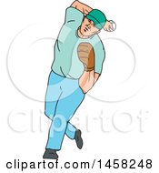 Poster, Art Print Of Cartoon Male Baseball Player Pitching A Ball