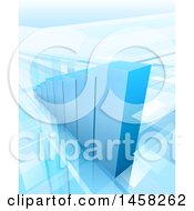 Clipart Of A 3d Blue Growing Bar Graph Royalty Free Vector Illustration