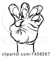 Poster, Art Print Of Black And White Lineart Monster Claw With Sharp Talons