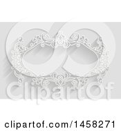 Clipart Of A White Ornate Vintage Floral Frame On Gray With Shadows Royalty Free Vector Illustration by AtStockIllustration