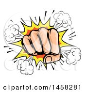 Clipart Of A Comic Explosion And Fisted Hand Royalty Free Vector Illustration by AtStockIllustration