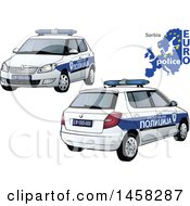 Poster, Art Print Of Serbian Police Car With A Map And Euro Police Text