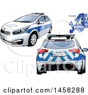 Poster, Art Print Of Greek Police Car With A Map And Euro Police Text