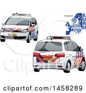 Clipart Of A Holland Police Car With A Map And Euro Police Text Royalty Free Vector Illustration