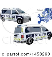 Poster, Art Print Of Finnish Police Car With A Map And Euro Police Text