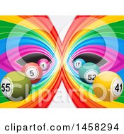 Poster, Art Print Of Mirrored Rainbow Background And 3d Bingo Or Lottery Balls