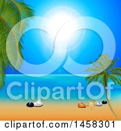 Clipart Of A Sunny Tropical Beach With Shells On The Sand Royalty Free Vector Illustration by elaineitalia