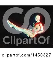 Clipart Of A 3d Medical Male Figure Doing V Ups With Dual Color Effect Over Black Royalty Free Illustration