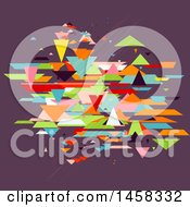 Clipart Of A Retro Funky Background Of Colorful Geometric Shapes On Purple Royalty Free Vector Illustration