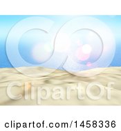 Clipart Of A 3d White Sand And Blue Sea Backdrop Royalty Free Illustration