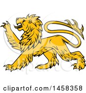 Clipart Of A Golden Yellow Heraldic Lion Royalty Free Vector Illustration by Vector Tradition SM
