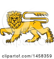 Poster, Art Print Of Golden Yellow Heraldic Lion