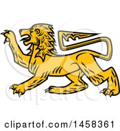 Clipart Of A Golden Yellow Heraldic Lion Royalty Free Vector Illustration by Vector Tradition SM