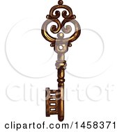 Clipart Of A Sketched Skeleton Key Royalty Free Vector Illustration