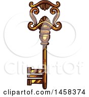 Clipart Of A Sketched Skeleton Key Royalty Free Vector Illustration