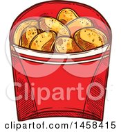 Poster, Art Print Of Carton Of Potato Chips In Sketched Style