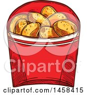 Carton Of Potato Chips In Sketched Style