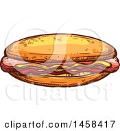 Clipart Of A Hot Dog In Sketched Style Royalty Free Vector Illustration