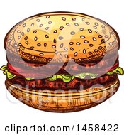 Poster, Art Print Of Hamburger In Sketched Style