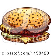 Poster, Art Print Of Cheeseburger In Sketched Style