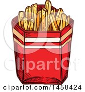 Poster, Art Print Of Carton Of French Fries In Sketched Style