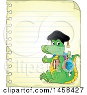Poster, Art Print Of Crocodile Student Giving A Thumb Up On Ruled Paper