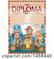 Poster, Art Print Of School Diploma Design Withs Camping Scout Children