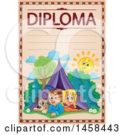 Poster, Art Print Of School Diploma Design With Camping Children