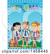 Poster, Art Print Of School Diploma Design With Children