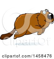 Clipart Of A Happy Beaver Jumping Royalty Free Vector Illustration