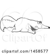 Clipart Of A Black And White Mad Anteater Running Royalty Free Vector Illustration by Cory Thoman