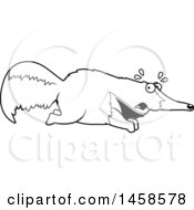 Clipart Of A Black And White Scared Anteater Running Royalty Free Vector Illustration by Cory Thoman
