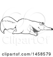 Clipart Of A Black And White Happy Anteater Running Royalty Free Vector Illustration by Cory Thoman