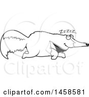 Clipart Of A Black And White Tired Anteater Sleeping Royalty Free Vector Illustration by Cory Thoman